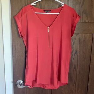 Express Vibrant Rust Top with Gold Zipper